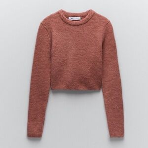 Zara Cropped Fuzzy Knit Sweater